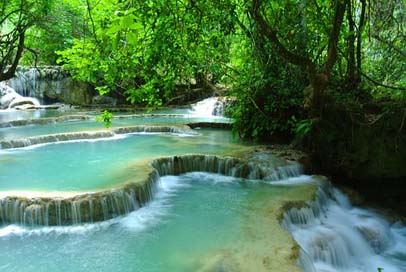 Waterfall Landscape Luang-Prabang Laos Picture