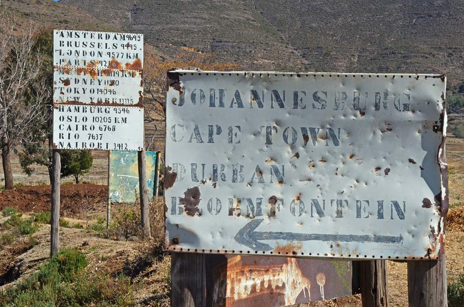 Lesotho Directions Road-Signs African