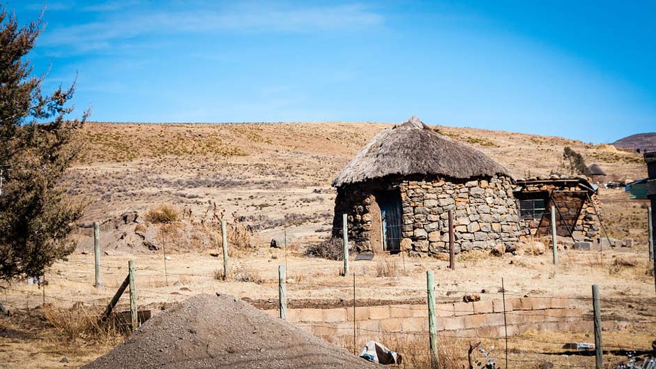 Landscape Lesotho Deserted Hut