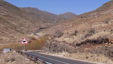 Lesotho Wide Road Mountain-Landscape Picture