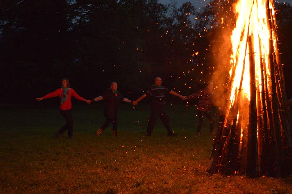 People Dancing Bonfire Fire