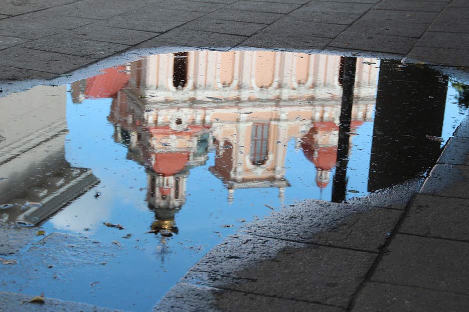 Puddle Mirroring Vilnius Lithuania