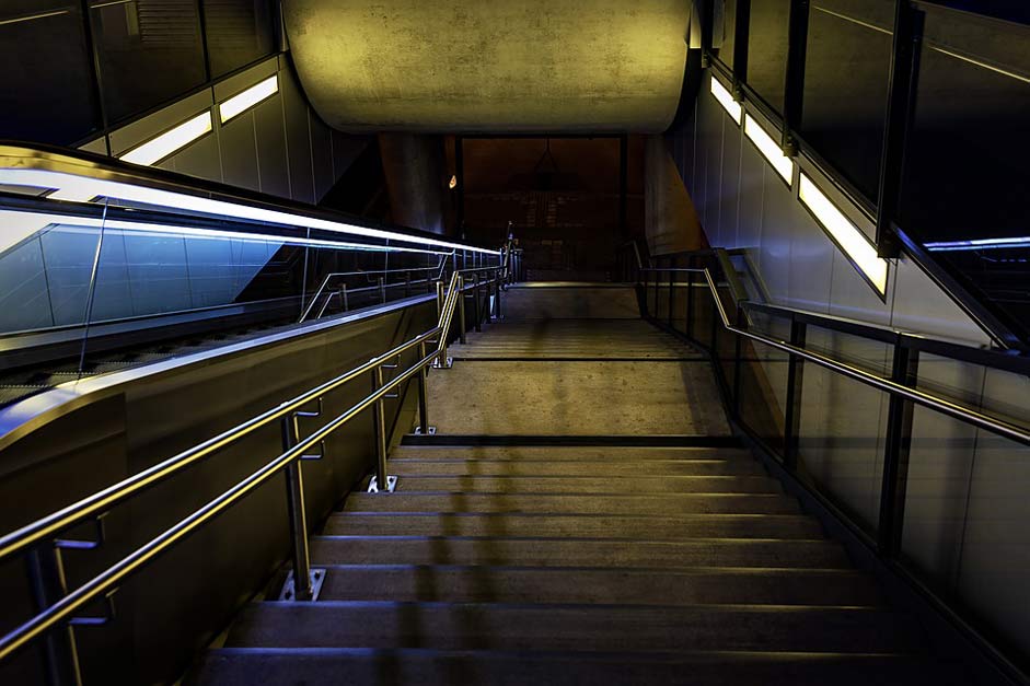 Night Stairs Railway-Station Night-Photograph