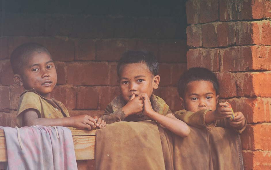 Three-Kids Madagascar Children Poverty