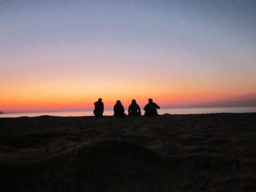 People Lake Silhouette Resting Picture