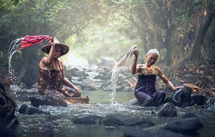 River Cambodia Asia Washing Picture
