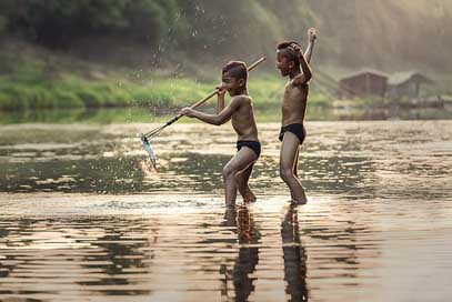 Fishing Asia The-Activity As-Children Picture