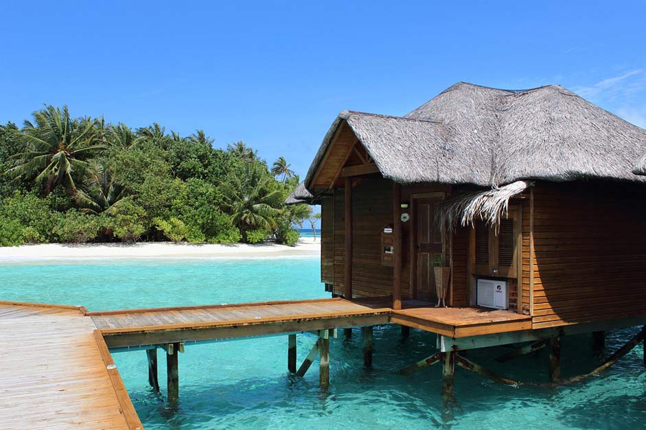 Hut Beach Sea Maldives