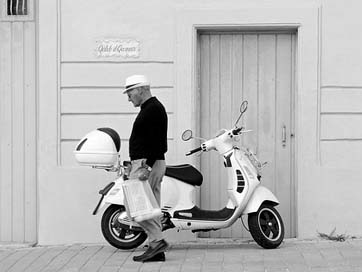 Vespa Walking Man Scooter Picture