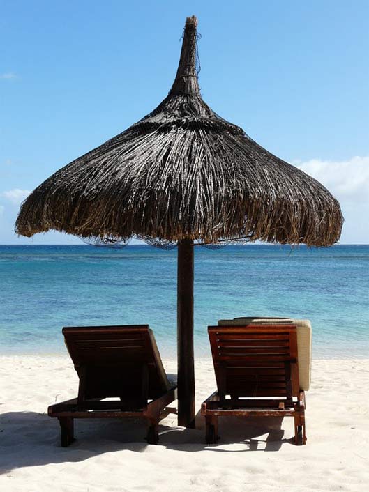 Beach Mauritius Sun-Loungers Parasol
