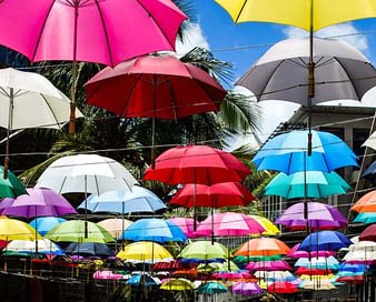 Umbrellas Colours Hanging Sky Picture