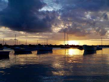 Mauritius Sea Sunset Port Picture