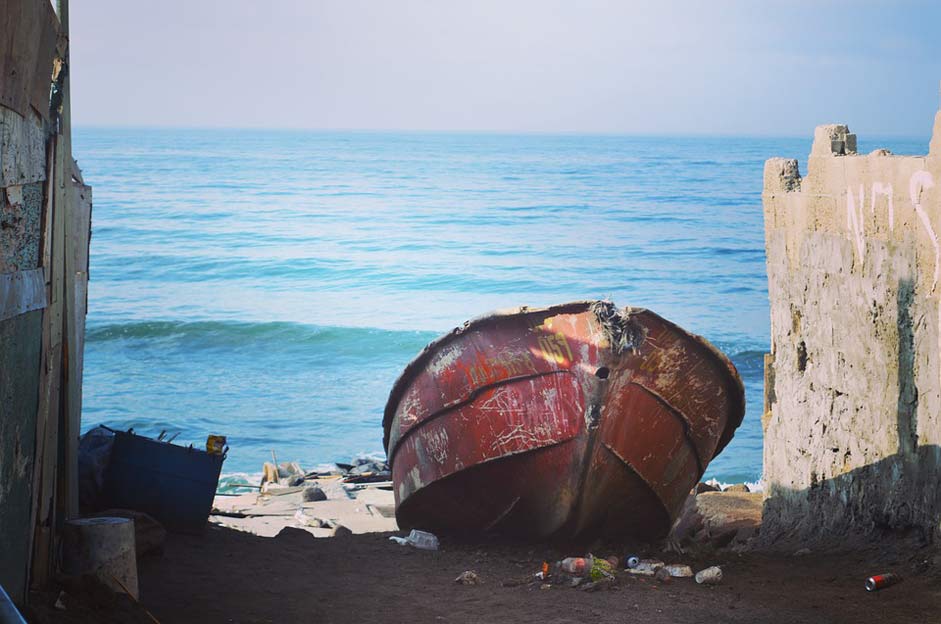 Sand Beach Abandoned Boat