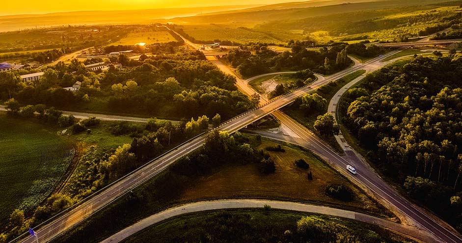 Morning Sunrise Aerial-View Moldova