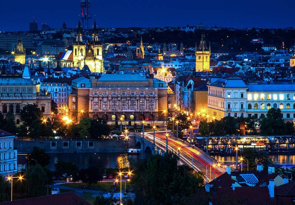 Lights Night-Photograph Panorama Prague