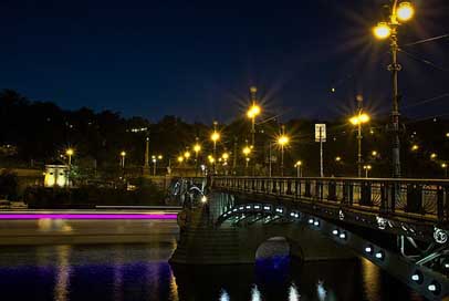 Prague Moldova Illuminated Night Picture