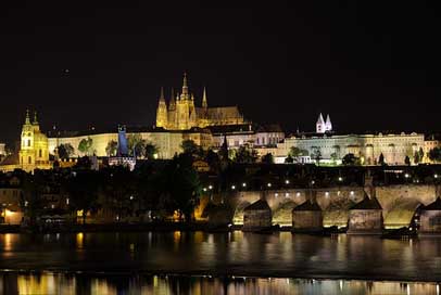 Prague Moldova Illuminated Night Picture