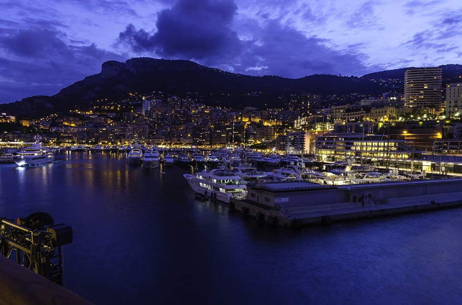 Seaside Port Night Monaco