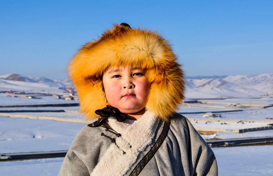 Mongolia Kid Winter Boy