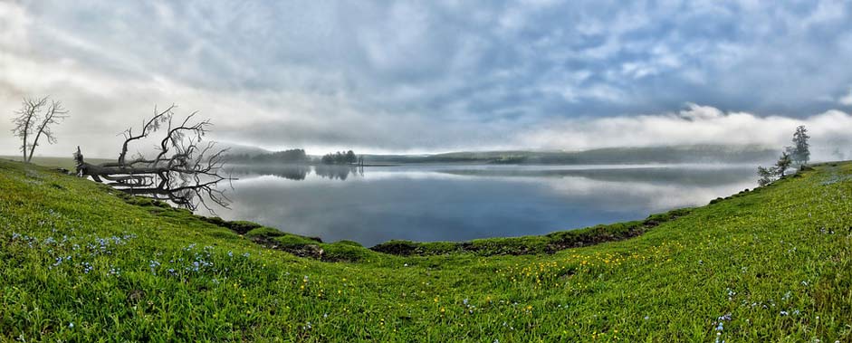 June Morning-Mist A-Small-Lake Panoramic-Landscape