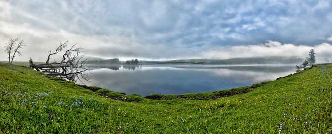 Panoramic-Landscape June Morning-Mist A-Small-Lake Picture