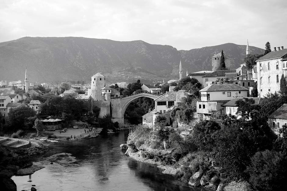 Monument Black-And-White-Photo Montenegro Mostar