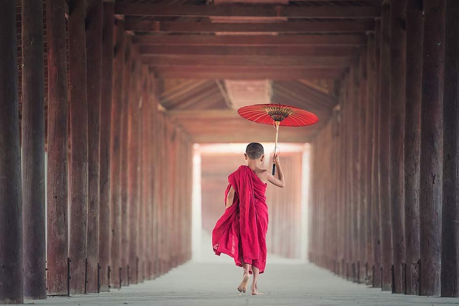 Monastery Monk Buddhism Umbrella