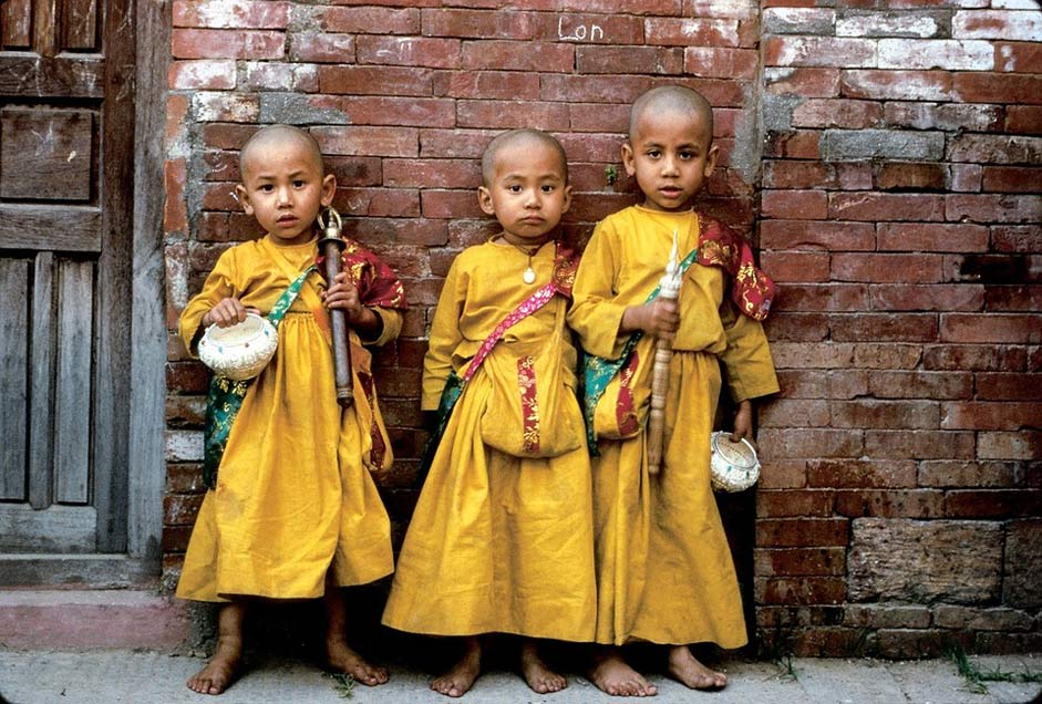 Standing Native-Dress Children Nepal