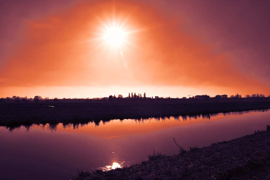 Waterway Silhouette Sunset Sun