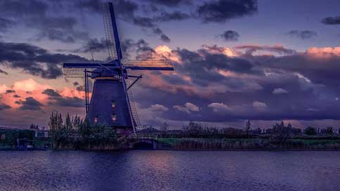 Netherlands River Windmill Dutch-Windmill Picture