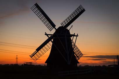 Windmill Netherlands Twilight Rural Picture