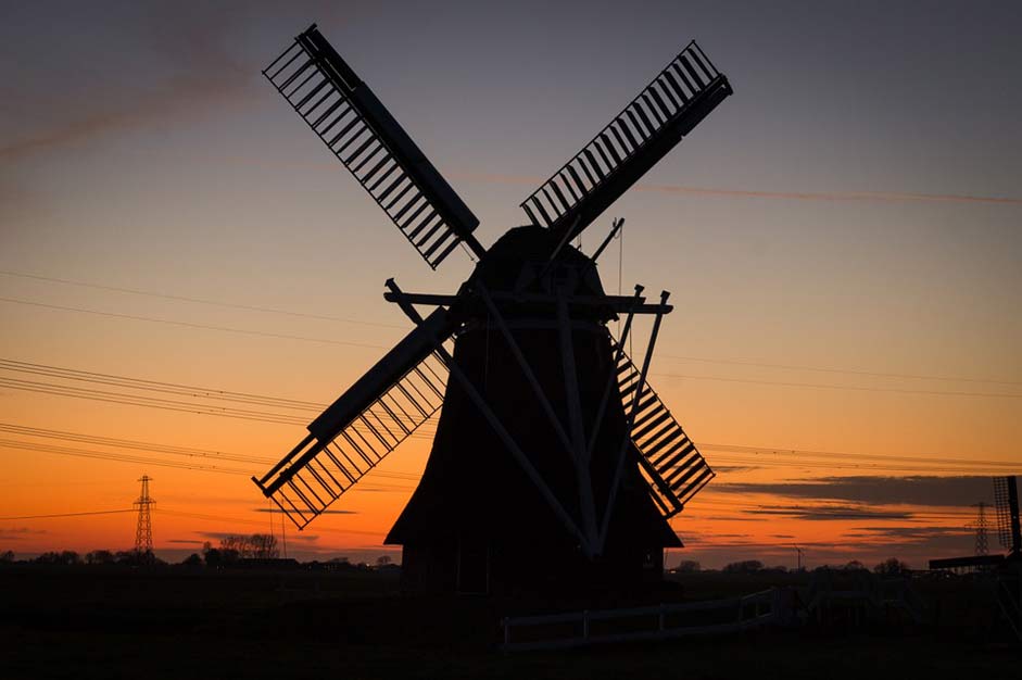 Netherlands Twilight Rural Windmill
