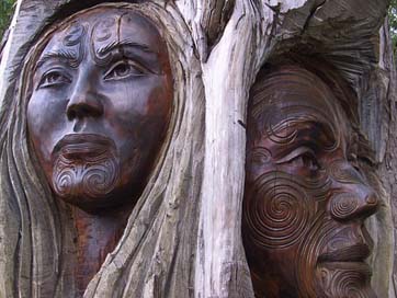 Wood Woman Man Carving Picture