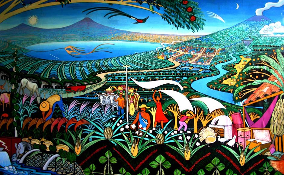 Volcanoes Lake Murals Nicaragua