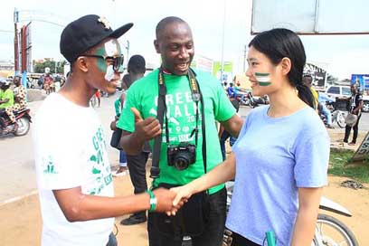 Black-Men Green-Walk Asian White-Lady Picture