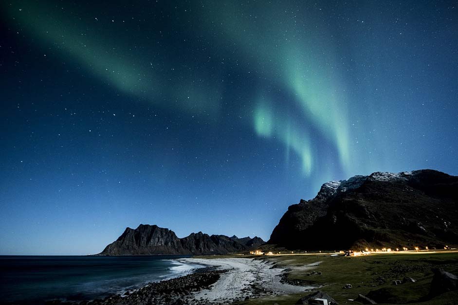 Night Norway Lofoten Aurora-Borealis