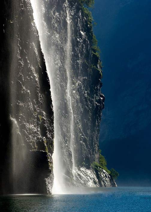 Landscape Waterfall Norway Geirangerfjord