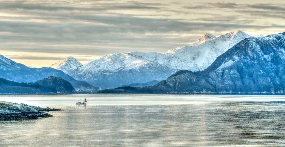 Winter-Snow Mountains Coastline Norway