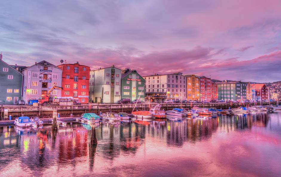 Harbor Old-Town Trondheim Norway