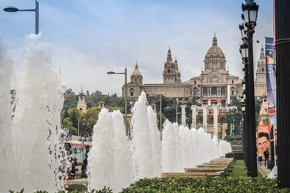 Spain Barcelona Palau-Nacional Fountain