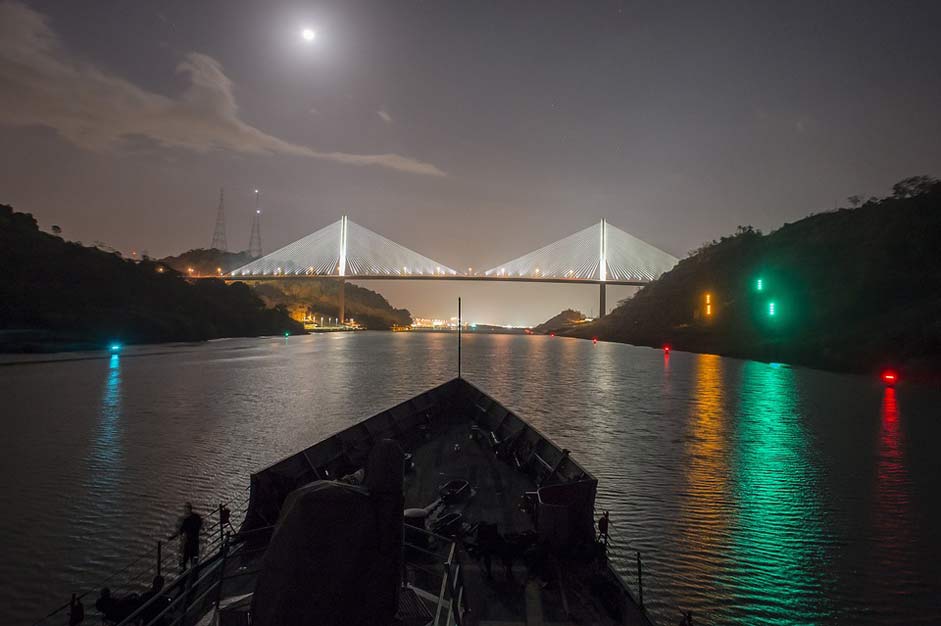 Reflection Night Centennial-Bridge Panama-Canal