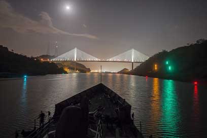 Panama-Canal Reflection Night Centennial-Bridge Picture