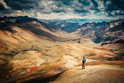 Peru Landscape Man Figure Picture