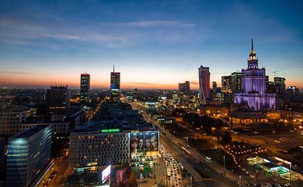 Warsaw City Poland Night Picture