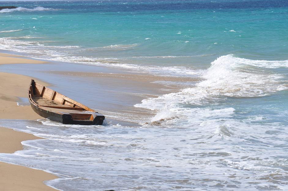 Beach Wooden-Boat Wreck Boat