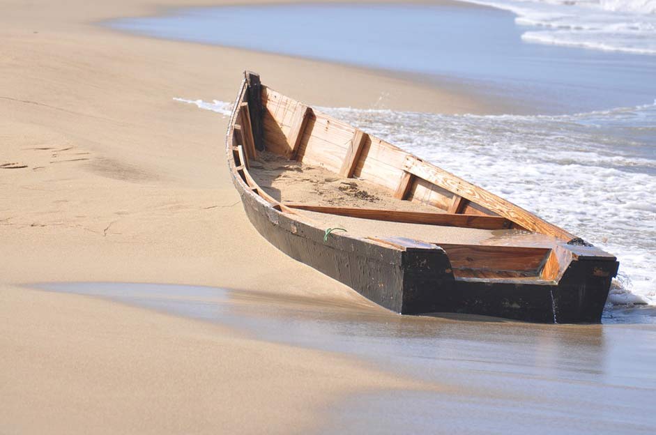 Beach Wooden-Boat Wreck Boat