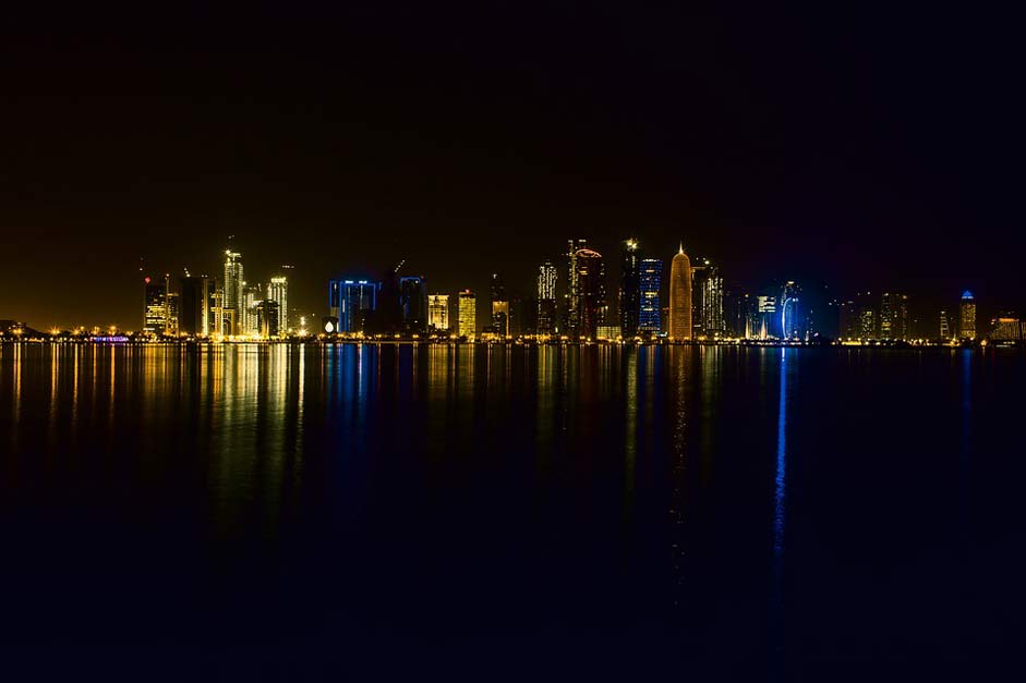 Night Mosque Qatar Doha