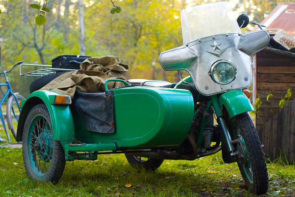 Green Russia Ural Motorcycle