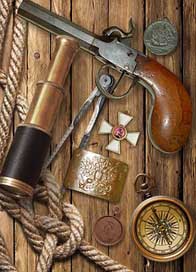 Flintlock-Pistol Decoration Compass Spyglass Picture