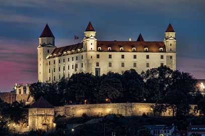 Bratislava In-The-Evening Castle Slovakia Picture